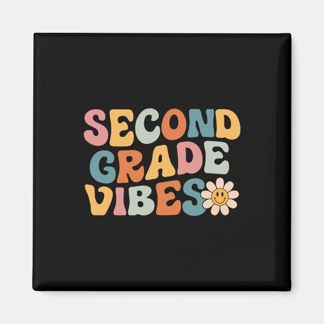 Second Grade Vibes - 2:a klassens team Retro 1:a d Magnet (Framsidan)