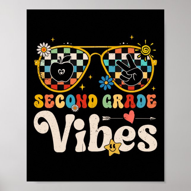 Second Grade Vibes - 2nd Grade Team Retro 1st Day  Poster (Framsidan)