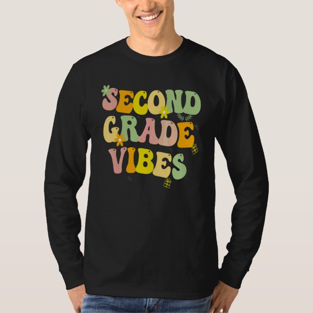 Second Grade Vibes Glad Tillbaka Till Skolan Lärar T Shirt (Framsida)