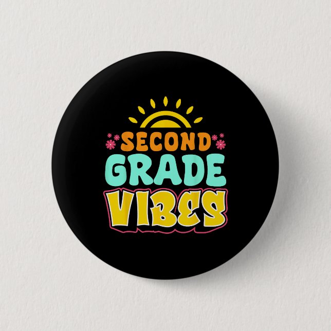 Second Grade Vibes Lärare Elev 2:a klass Tillbaka  Knapp (Framsida)