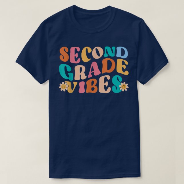 Second Grade Vibes Retro Back to School Teacher Wo T Shirt (Design framsida)