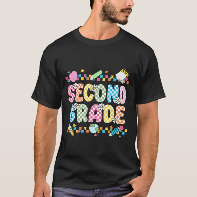 Second Grade Vibes Tröja 2nd Retro Tillbaka Till S (Framsida)