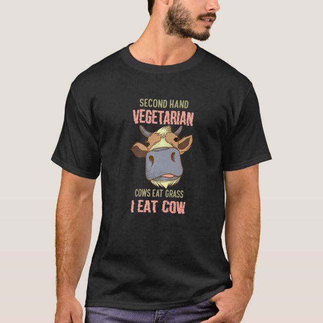 Second Hand Vegetarisk  Kött  Anti Vegan T Shirt (Framsida)
