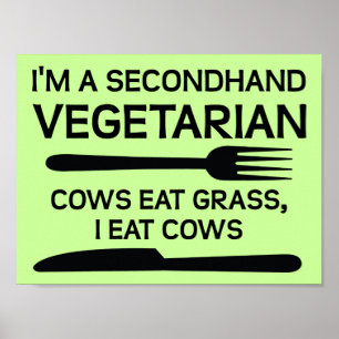 Second Hand Vegetarisk Rolig Affisch Skylt