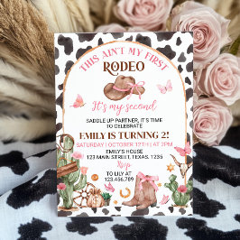 Second Rodeo Bows Pink Cowgirl Birthday Invitation Inbjudningar