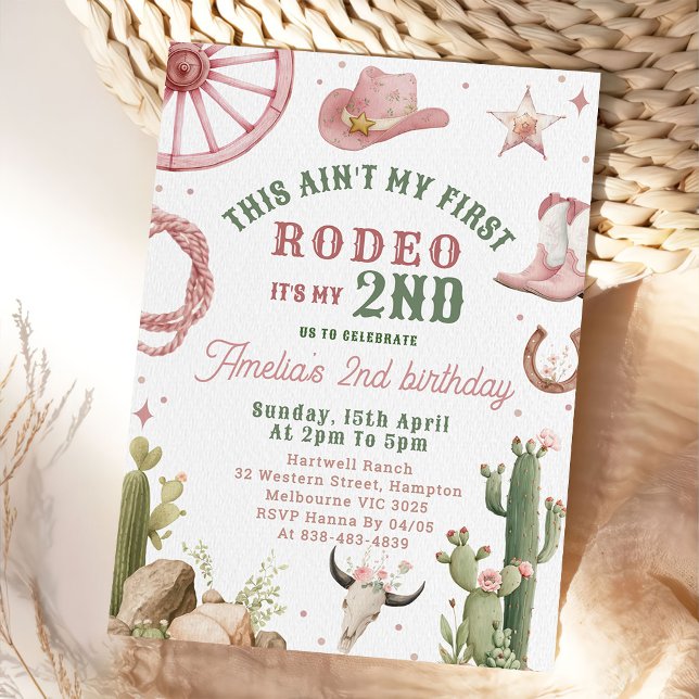 Second Rodeo Cowgirl Western Birthday Invitation  Inbjudningar (Skapare uppladdad)