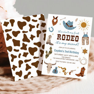 Second Rodeo Western Cowboy 2-års födelsedagsinbju Inbjudningar