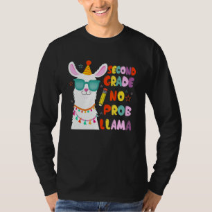 Second Team 2nd Grade Lärare No Prob Lama Tillbaka T Shirt
