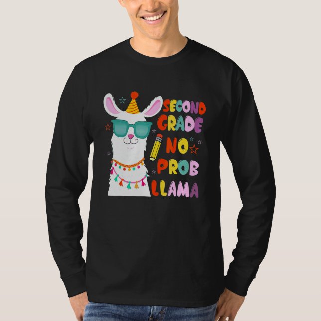 Second Team 2nd Grade Lärare No Prob Lama Tillbaka T Shirt (Framsida)