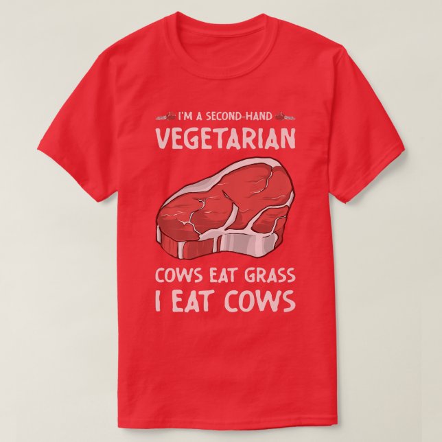 Secondhand Vegetarian Funny BBQ Grilling  T Shirt (Design framsida)
