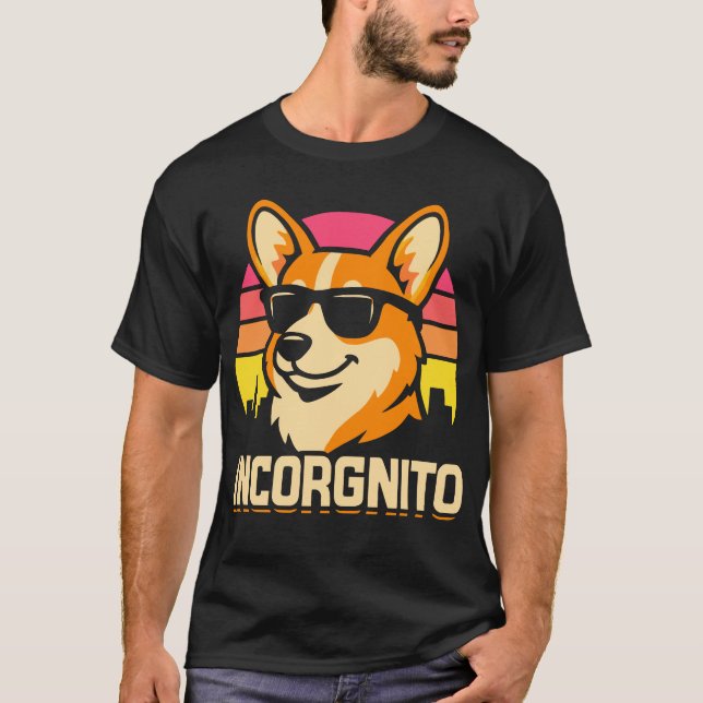 Secret Agent Corgi i Shades Retro Stil T Shirt (Framsida)