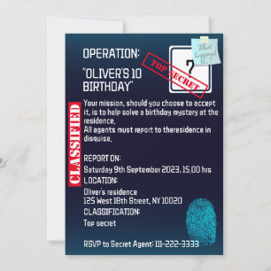 Secret agent detektiv Spy Mystoppi Party Inbjudningar