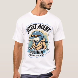 Secret Agent Dolphin in in Sunglasses and Mustache T Shirt