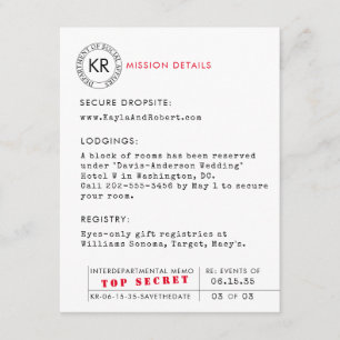 Secret Agent Spy-informationskort Tilläggskort