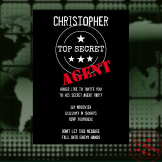 Secret Agent - TOP SECRET Party Inbjudningar