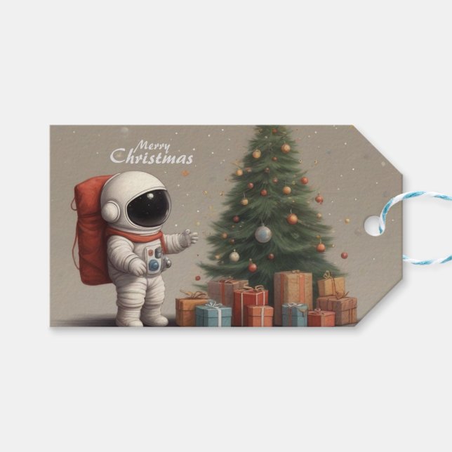 Secret Astronaut Santa Gifts under Julgran Presentetikett (Framsidan (Horisontell))