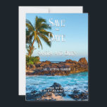 Secret Beach Maui, Tropical, Paradise, Bröllop Spara Datumet<br><div class="desc">Oavsett om bröllop är ett tropiskt resmål eller bara ett biskopstema är det här vackra "Secret Beach of Maui" stämningen. Rik turkos vatten med lava sten, handflatan träd och perfekt blå himmel gör denna strand till en populär plats i Maui bröllop. Och eftersom solnedgången och färg ligger på västern gör...</div>