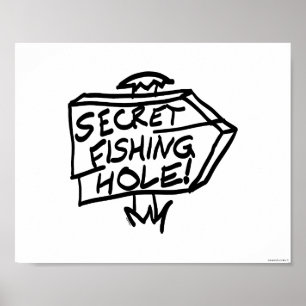 Secret Fishing Hål Sign Poster