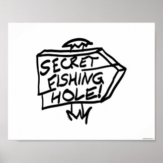 Secret Fishing Hål Sign Poster