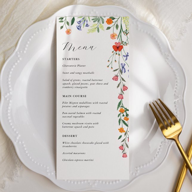 Secret Garden Blommigt Bröllop Menu Meny (Skapare uppladdad)