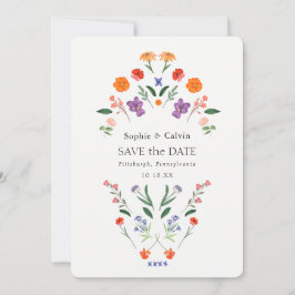 Secret Garden Boho Blommigt Bröllop spara datum