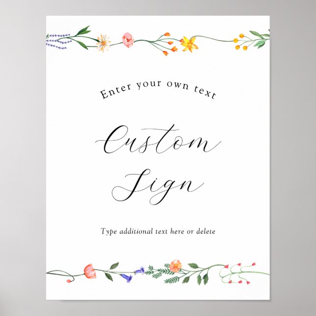 Secret Garden Floral Custom Text Sign Poster (Framsidan)