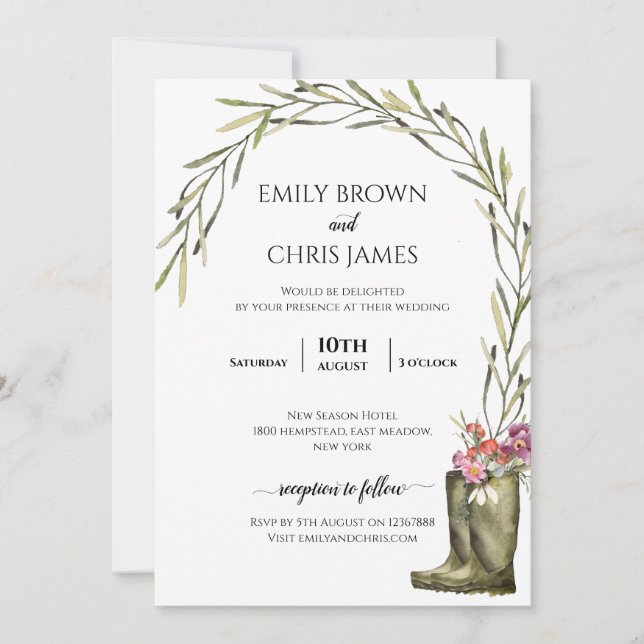 Secret Garden Foliage | Couplebos Rustic Bröllop Inbjudningar (Framsida)
