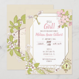 Secret Garden Girl Baby Shower Inbjudningar