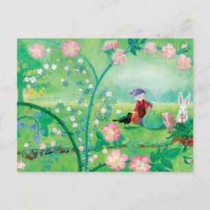 Secret Garden Gnome, Hedgehog, Blackbird & Rabbit Vykort