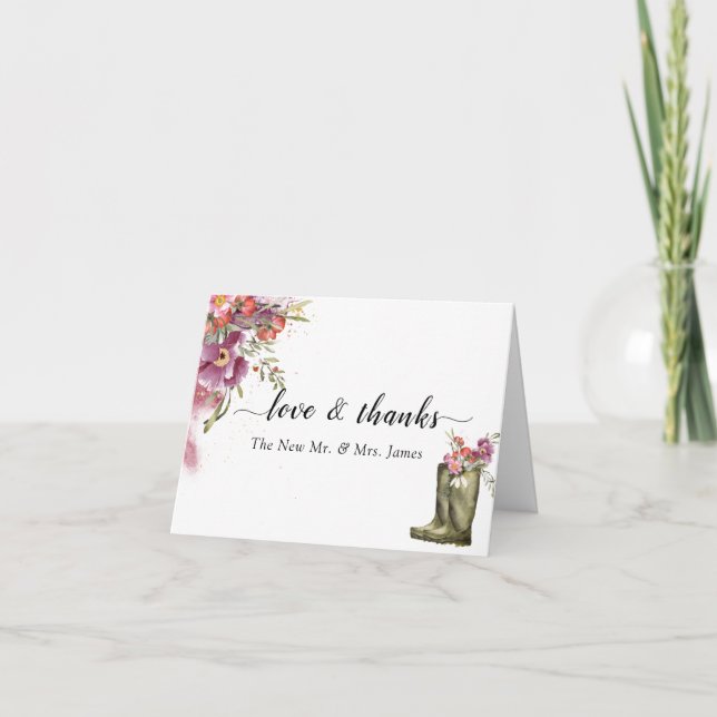 Secret Garden | Guld Confetti Elegant Blommigt Tack Kort (Framsida)