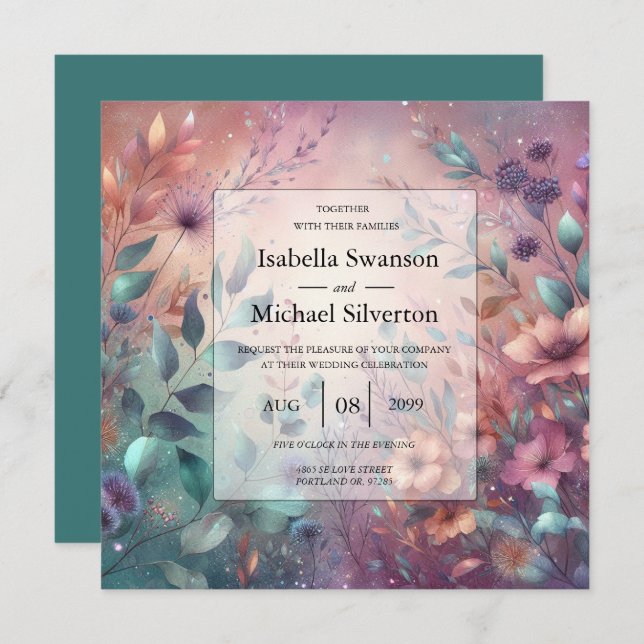 Secret Garden in Evening Glow Bröllop Inbjudningar (Fram/baksida)