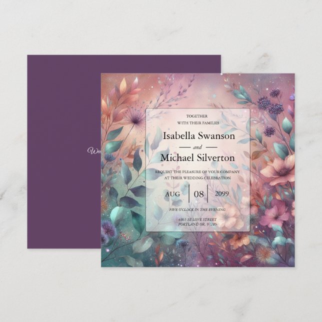 Secret Garden in Evening Glow Bröllop Inbjudningar (Fram/baksida)