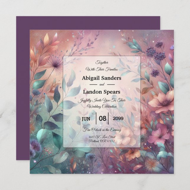 Secret Garden in Evening Glow Bröllop Inbjudningar (Fram/baksida)