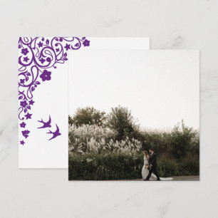 Secret Garden Lila Blommigt Square Photo Tack Kort