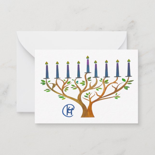 Secret Garden Menorah Hanukkah Notkort  Anteckningskort (Framsida)