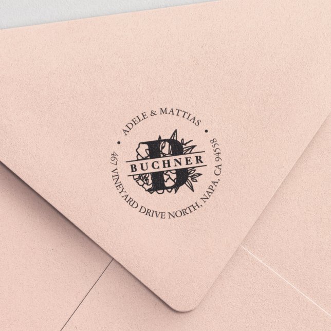 Secret Garden Monogram Returadress Självfärgande Stämpel (Skapare uppladdad)