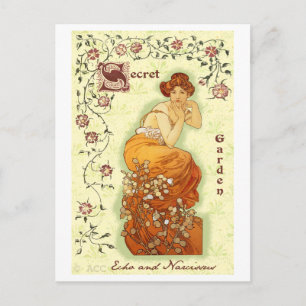 Secret Garden Mucha Woman Vykort