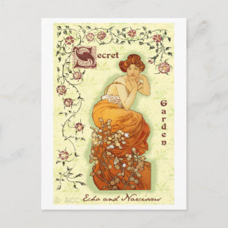 Secret Garden Mucha Woman Vykort