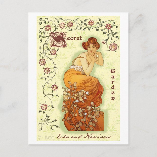 Secret Garden Mucha Woman Vykort (Framsida)