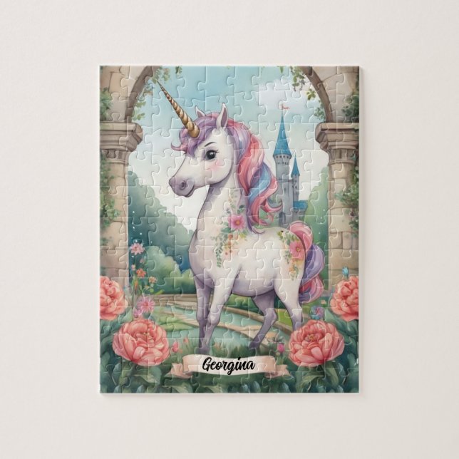 Secret Garden Unicorn Personlig Kids Pussel (Vertikal)