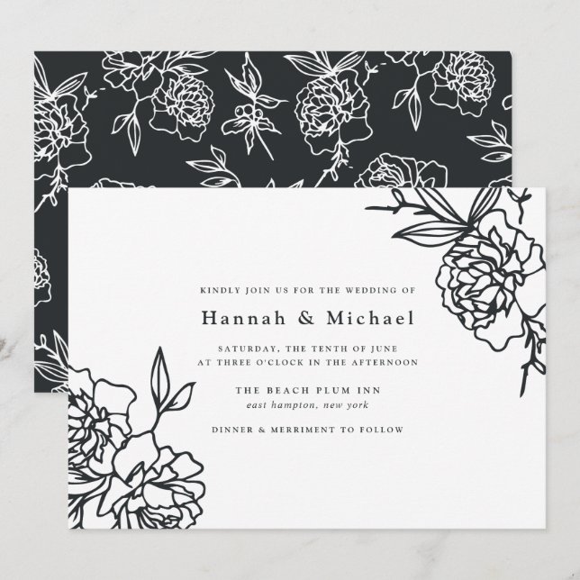 Secret Garden Wedding-inbjudan | Bläck Inbjudningar (Fram/baksida)
