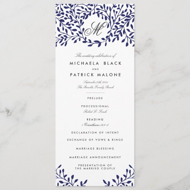 Secret Garden Wedding Program - flottan (Framsida)