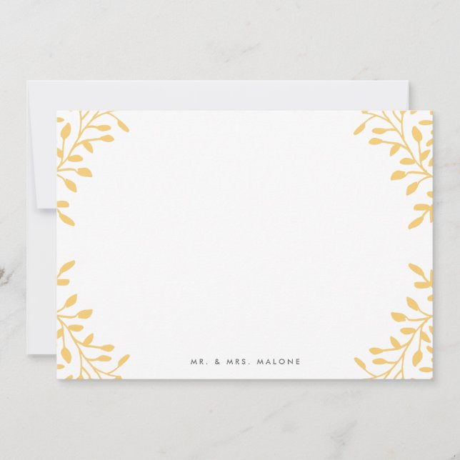 Secret Garden Wedding Stationery - Mustard Gult Anteckningskort (Framsida)