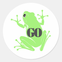 Secret Heart "GO" Green Flying Frog Classic Round Runt Klistermärke