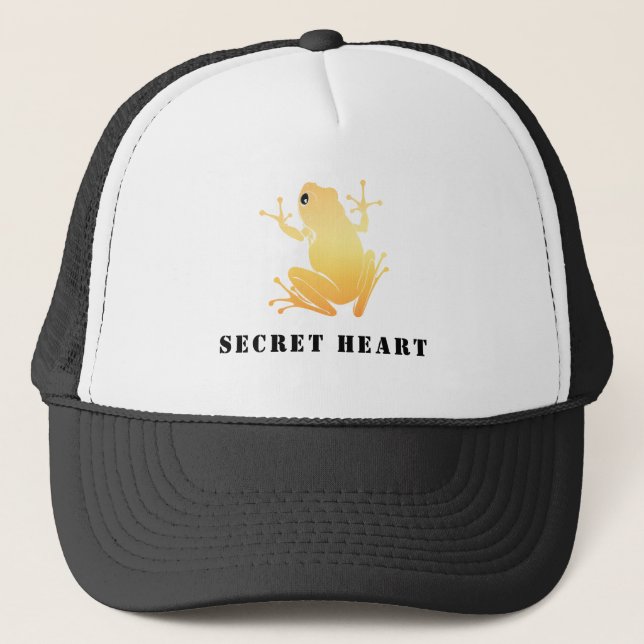 Secret Heart Gold Frog Custom Text Trucker  Keps (Framsida)