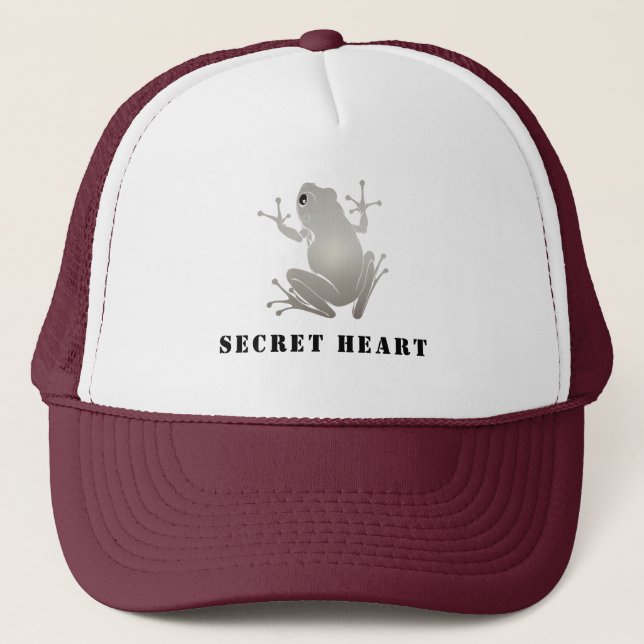 Secret Heart Silver Frog Custom Text Trucker  Keps (Framsida)