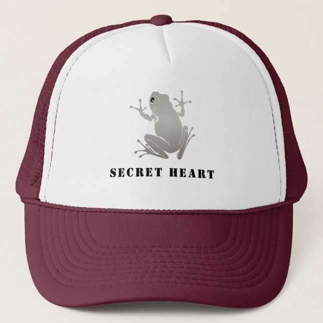 Secret Heart Silver Frog Custom Text Trucker  Keps (Framsida)