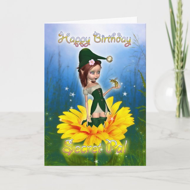 Secret Pal, födelsedagskort - Fantasy Cute Elf på  Kort (Framsida)
