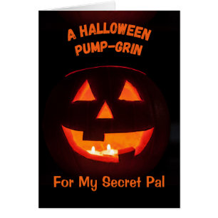 Secret Pal Halloween Cute Jack o'Lantern Hälsningskort