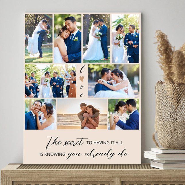 Secret Quote Photo Collage 9 Bröllop Bilder (Wedding photo canvas with words of wisdom from Newlywed Christmas Gift collection by Darling & May)
